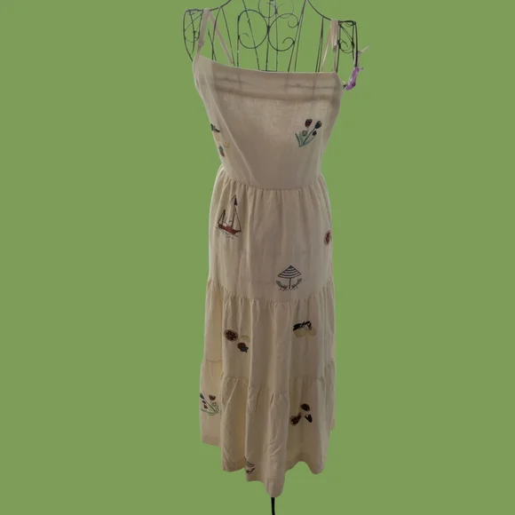 Embroidered Cream Sundress - Picture 1 of 16